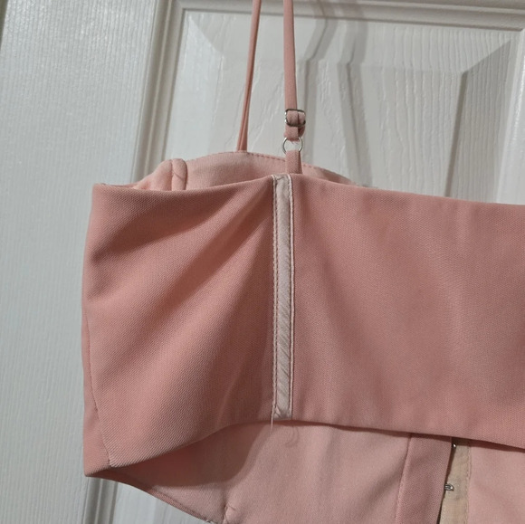 THATSSOFETCH Fallon Bustier Crop in Blush Pink, Mesh Overlay, Padded Cups, EUC! - Picture 7 of 9